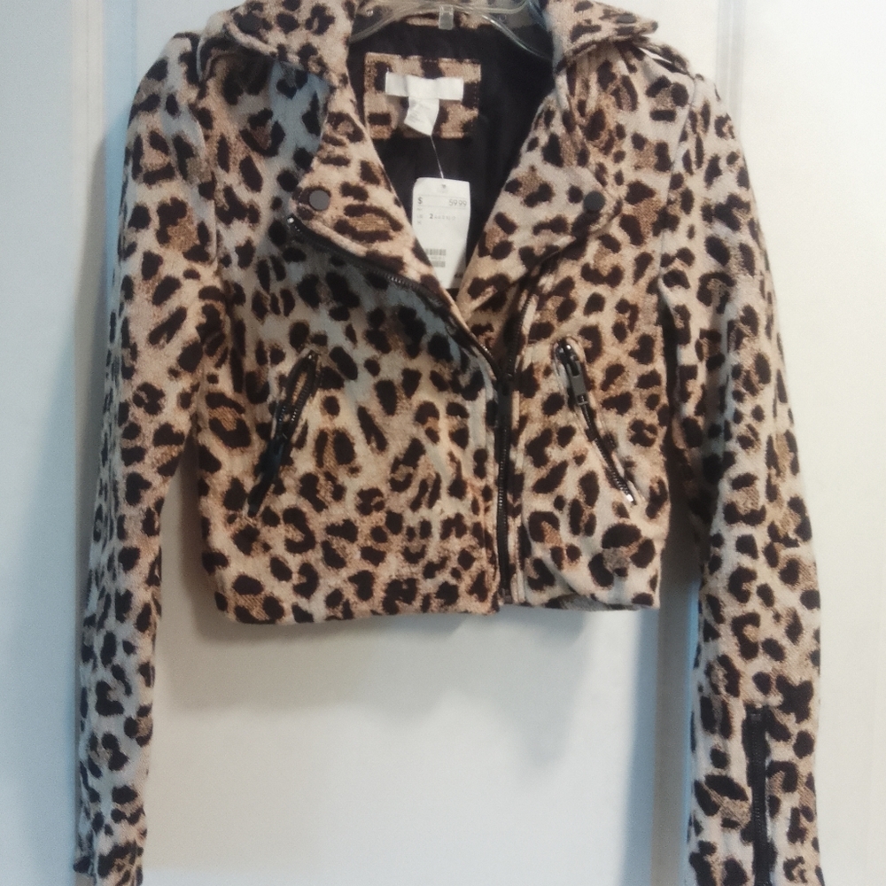 H&M Leopard Print Moto Jacket